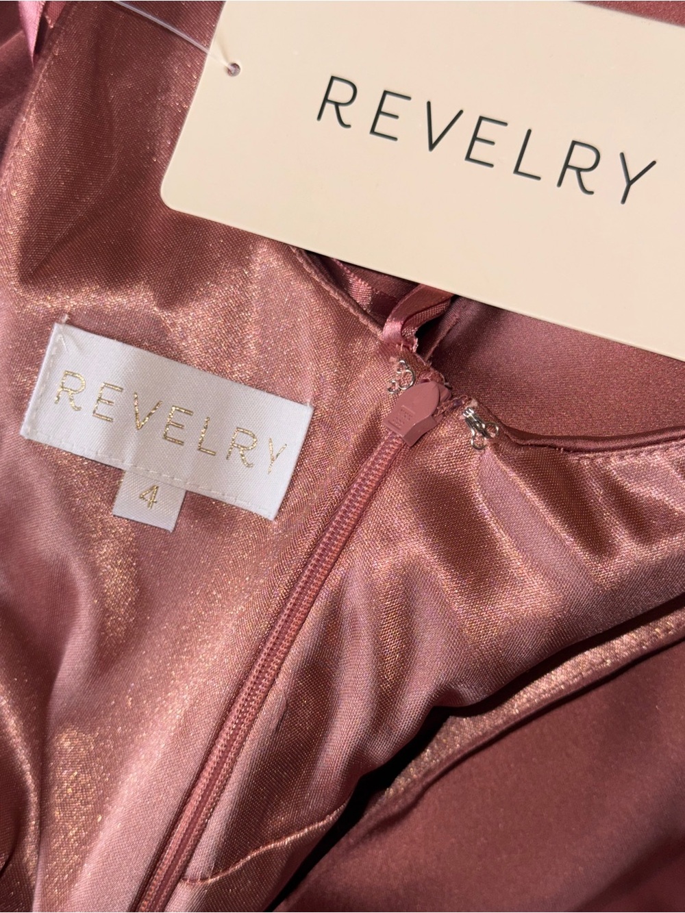 Revelry Serena Satin Dress In Desert Rose, Size 4, NWT - Picture 9 of 11